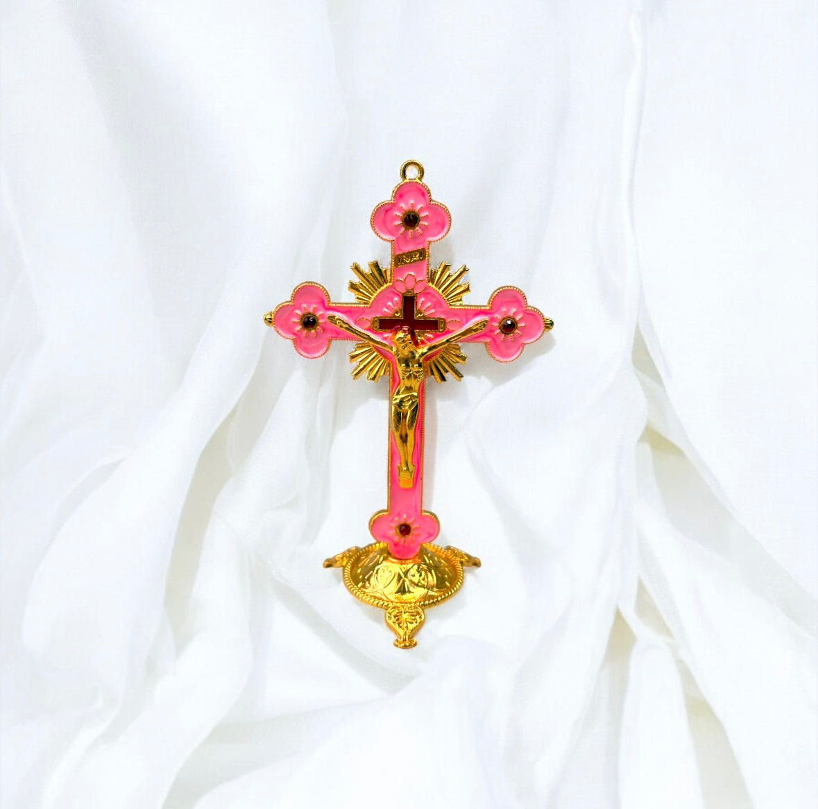 Croix Chrétienne Rose