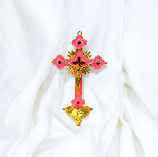 Croix Chrétienne Rose